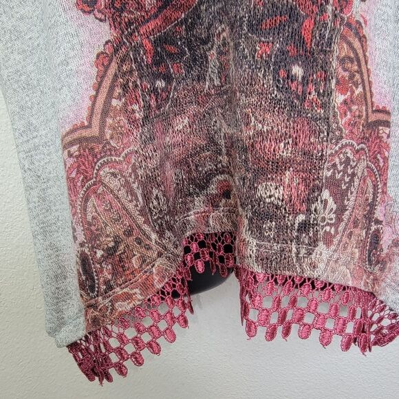 Unity World Wear knit Bohemian Shark bite hem Top Medium - Picture 5 of 8